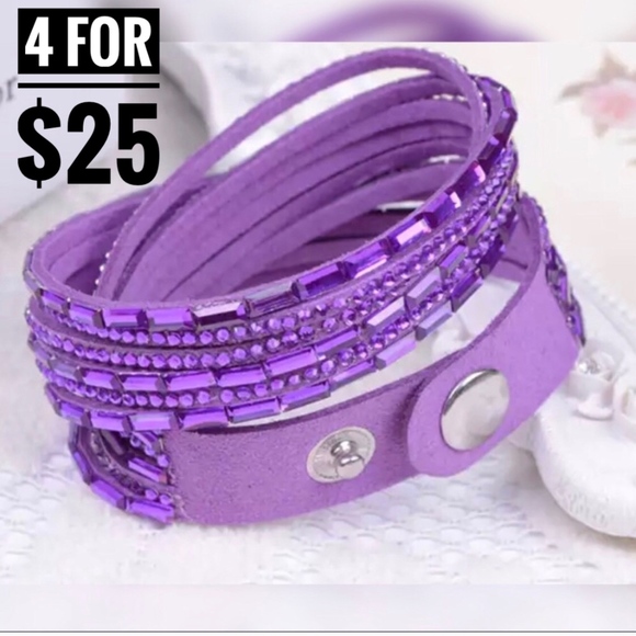 Jewelry - 4 for $25 SALE!!!! Rhinestone Wrap Choker Bracelet